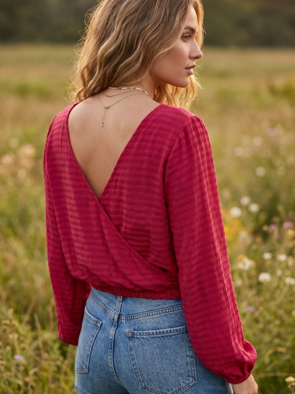 NEW Loft Red Burgundy XL V Back Top Boho Blouson Chic Whimsigoth Moody Festival